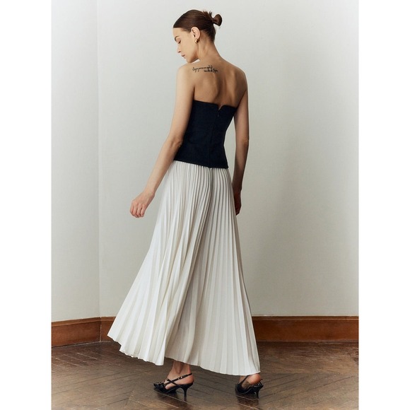 Commense Off Shoulder Pleated Long Dress Strapless Fitted‎ Party Evening - Picture 3 of 6
